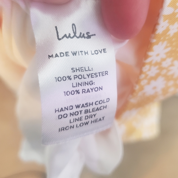 Lulu's | Saturday Sweetie Yellow Floral Tie-Strap Mini Skater Dress - Picture 7 of 7